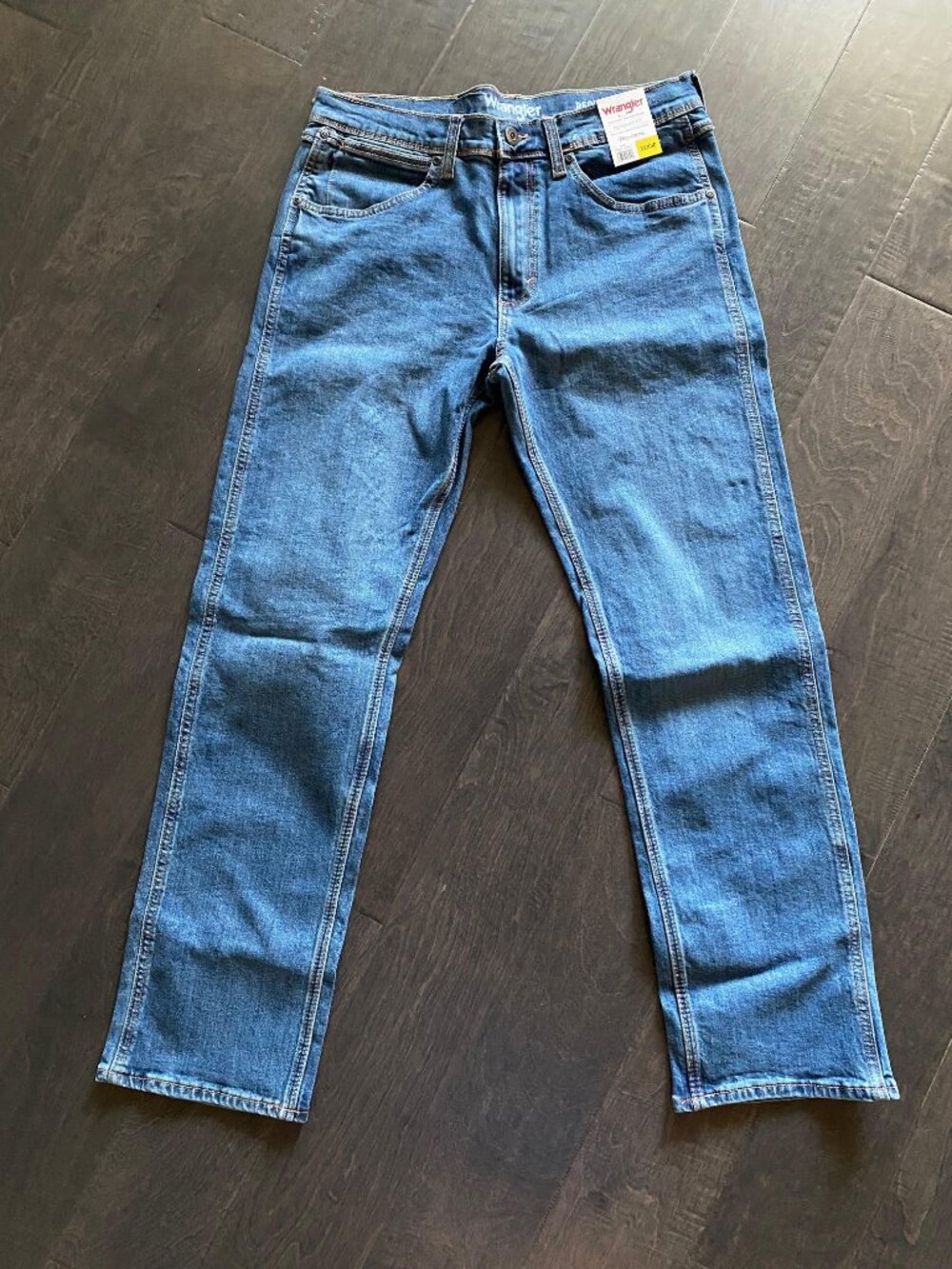 NEW Men's Wrangler Regular Fit Stretch Blue Denim Jeans, 32x30